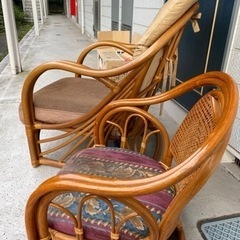 籐椅子2脚セットの画像