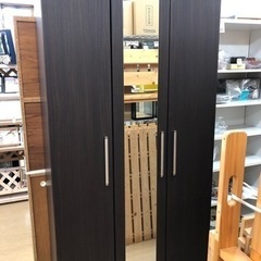 ニトリ◆100ｃｍ幅◆ミラー付3面クローゼット◆ダークブラウン【...