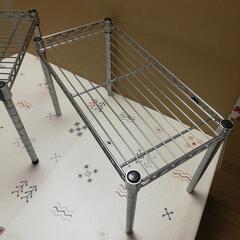 中古ステンレスパイプの棚2点の画像