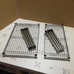 中古ステンレスパイプの棚2点の画像