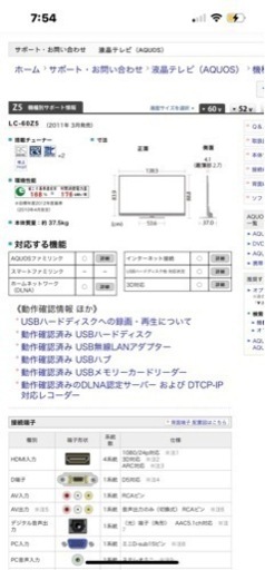 シャープ　TV  60V型　ほぼ決定