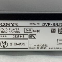 SONY ソニー DVDプレーヤー DVP-SR20 2021年製の画像