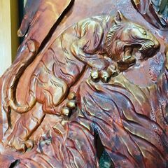 希少！一点物★木彫　衝立　虎と竹　天然無垢材　一枚板　アンティーク　の画像