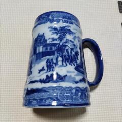ヴィンテージ　Happy Dining Room　ハッピーダイニングルーム ジョッキ　洋風画　西洋画　中国食器　レトロ　コップ　マグカップ　食器　オブジェ　ディスプレイ　飾りの画像