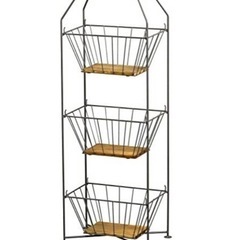 <9/30まで>アビテHabiter 3段ラック アンティーク調 ラスティ・レクトワイヤーバスケット ブラウン ZR-001-BRの画像