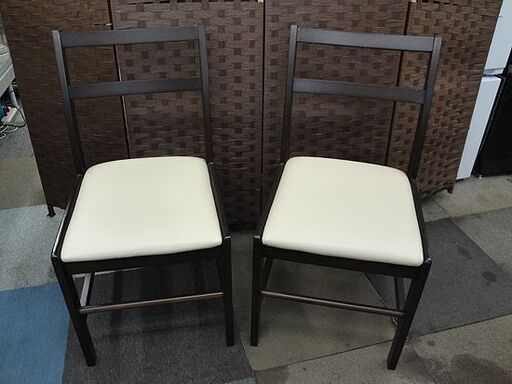 ☆ 2人掛け ダイニングテーブルセット 幅750×奥行750×高さ710mm チェア×2脚 ホワイト×ブラウン 札幌 東区 北20条店