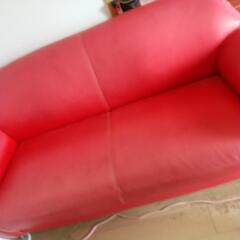イタリアンレッド本革2～3人掛けの画像