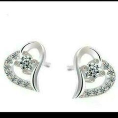 j←←←m18-17刻印/ブリリアントダイヤモンドＣＺハートパヴェピアス     202208250627の画像