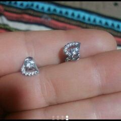 j←←←m18-17刻印/ブリリアントダイヤモンドＣＺハートパヴェピアス     202208250627の画像