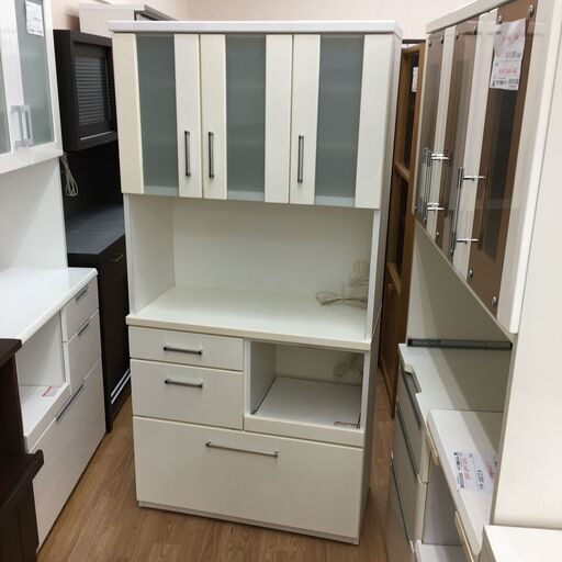ニトリ 食器棚 ライプ ホワイト H181×W89×D42 クリーニング済み KJ860