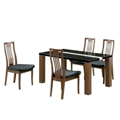 【超美品‼️】インテリア岩永 135cm幅4人掛けダイニングテーブルセット 艶あり木目調ブラック♪