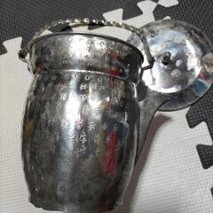 最終値下げ　アンティーク　ポット　彫金　鍛金　レトロ　オブジェ　ディスプレイの画像