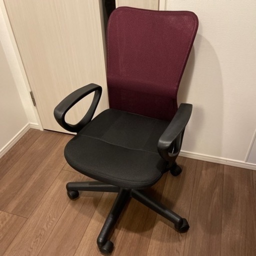【美品】オフィスチェア　アイリスプラザ　メッシュ　ボルドー
