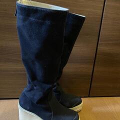 　レディース メルシーボークー 厚底 ロングブーツ 黒 の画像