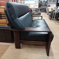 カリモク　チターノ　ダンテ　本革３人掛けソファー　黒　【愛品倶楽部柏店】の画像