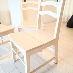 綺麗★真っ白いお洒落な木製ダイニングチェア3脚