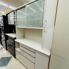 ?松田家具 2面レンジボード ✨定価￥163,000✨ ソフトクローザー 作業台付き 人気のホワイト?