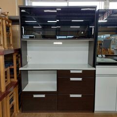 工房橋村　２枚スライド扉キッチンボード　ダークブラウン　【愛品倶楽部柏店】の画像