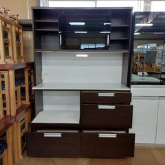 工房橋村　２枚スライド扉キッチンボード　ダークブラウン　【愛品倶楽部柏店】の画像