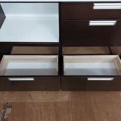 工房橋村　２枚スライド扉キッチンボード　ダークブラウン　【愛品倶楽部柏店】の画像