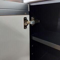 ディノス・セシール　鏡面　２枚扉食器棚＆レンジボードセット　黒　セパレート【愛品倶楽部柏店】の画像