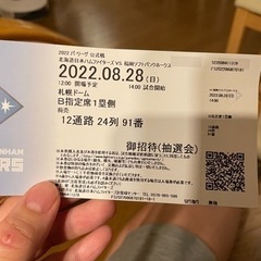 日ハムチケット　2022.8月28日