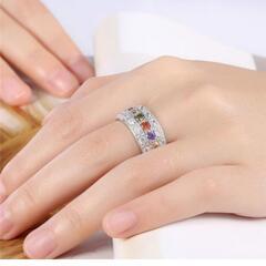 ▼j→→→m16-29  ブリリアントカットマルチ４色パヴェリングの画像