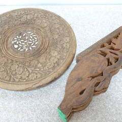 ☆★hf■アンティーク 昭和レトロ 木彫り 昭 ビンテージ 植木鉢置き 花台 ミニテーブル アジアン雑貨 フラワーテーブル 飾り台の画像