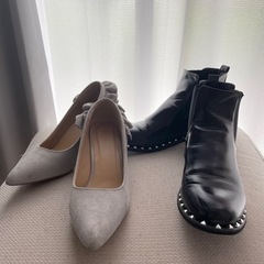 靴　フリル ヒール　スタッズ ブーツ  