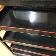 ★木製ｱﾝﾃｨｰｸ茶道配膳棚4段 W850×D410×H1160の画像