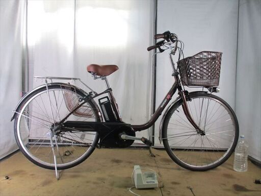 C166★整備済み　中古電動自転車　SUZUKILOVE　パナソニック　6.6Ah　長押し4灯　ブラウン★【26インチ】