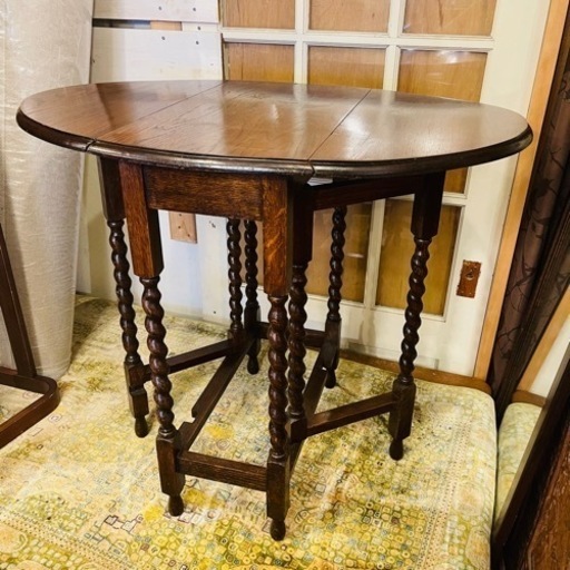 【15万円】Lloyd’s Antiques ロイズアンティークス　ゲートレッグテーブル　gateleg table テーブル　オーク材　無垢　バタフライ　伸縮　エクステンション　ツイスト　レッグ　検　ロイズ　アンティーク　ビンテージ　英国 飛騨産業　松本民芸　松民　松本民芸家具　北海道民芸家具　北民　日本
