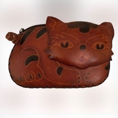 猫 ネコ ★ 革素材 ★ ポーチ 財布 小物入れ 新品
