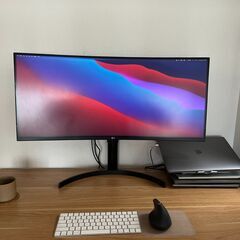 ?値下げしました?【保証期間内】【付属品あり】【箱なし】【取りにこれるかた限定】LG モニター ディスプレイ 35WN75C-B 35インチ/フレームレス曲面型ウルトラワイド(3440×1440)/VA 非光沢/HDR/100Hz対応/FreeSync/USB Type-C,HDMI×2,DisplayPort×1/スピーカー/高さ調節/3年 無輝点保証