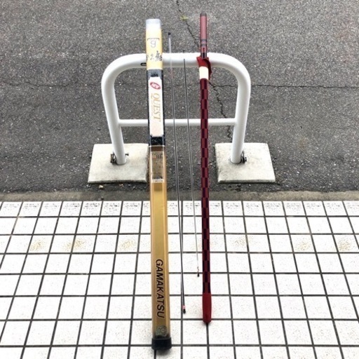○gamakatsu がま鮎 QUEST カーボンロッド 鮎竿 硬硬調 10.0m 中古 スレ・塗装ハゲあり