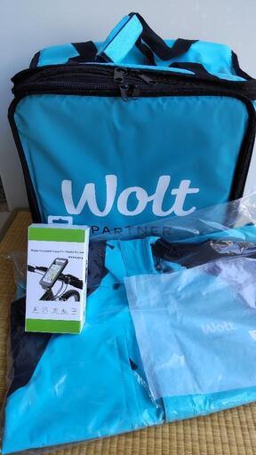 (他オークションへ)Wolt配達バッグ他セット(バッグは中古)