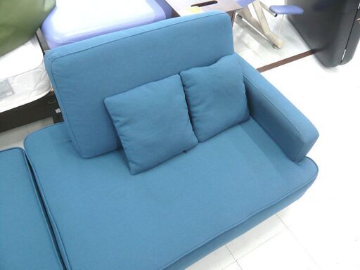ミニソファー ソファ ブルー 横幅 160cm 中古 スツール付き 苫小牧西店