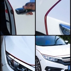 ドアモール 15m 車 ドレスアップ メッキ風 カーボン調 レッド シルバー 傷防止 保護 おしゃれ カー用品 便利 ドアエッジモール ドアガードの画像