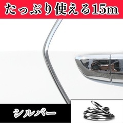 ドアモール 15m 車 ドレスアップ メッキ風 カーボン調 レッド シルバー 傷防止 保護 おしゃれ カー用品 便利 ドアエッジモール ドアガードの画像