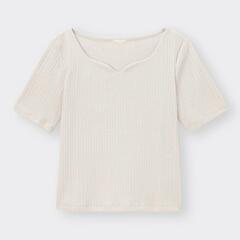 ほぼ新品！即購入OK！GU リブハートネックコンパクトTの画像
