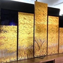 ■アートパネル✖️5枚/黄金色の木■クリーニング済み【管理番号82808】の画像