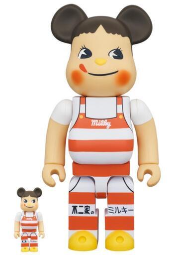 ベアブリック　ペコちゃん　ミルキー三角帽子デザイン