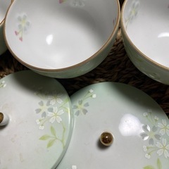 春めく客用湯呑み　茶托つき5客の画像