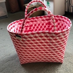 プラかごバッグ(未使用品)★昭和レトロ　アジアン雑貨の画像