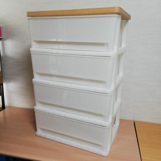 木製天板 4段 ミニキャスター付 収納ケース
