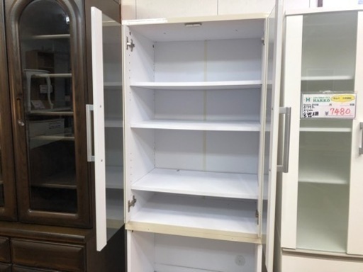 【リサイクルサービス八光　田上店　配達・設置OK】ホワイト　スリムタイプ食器棚