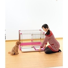 決まりました　richellペット用　お掃除簡単サークル90cm×60cm ピンク　中古の画像