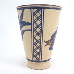 沖縄 壺屋焼　魚紋 コップ　３個セット [3662]の画像