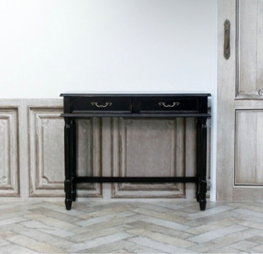 輸入家具 90cm デスク　イナーズ ヴィンテージ 姫系 木製 ブラック 黒