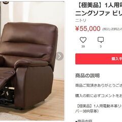 1人用電動本革リクライニングソファ ビリーバー3BR　厚革